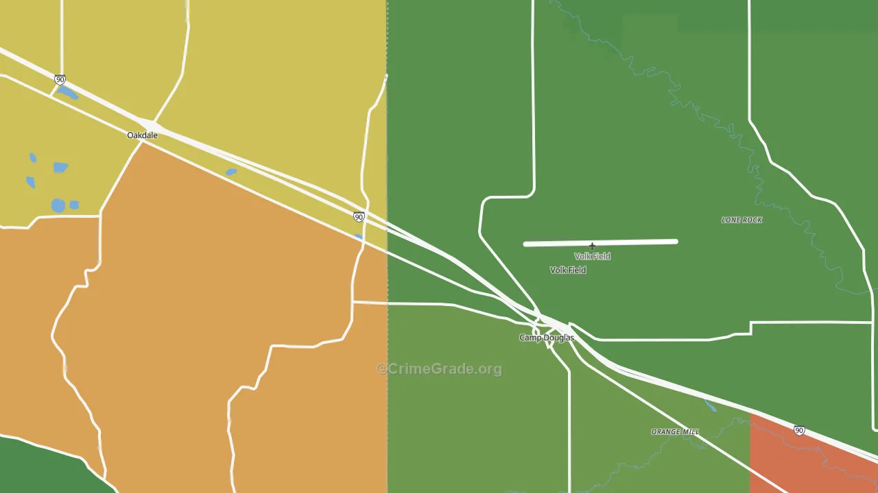 54618, WI Map of Theft Rates