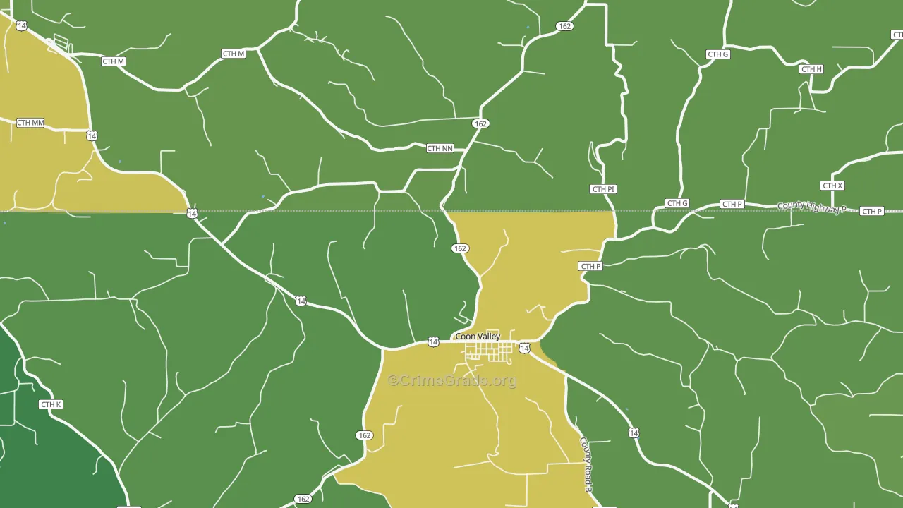 54623, WI Map of Theft Rates