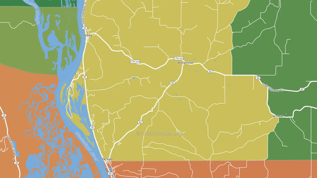 54624, WI Map of Theft Rates