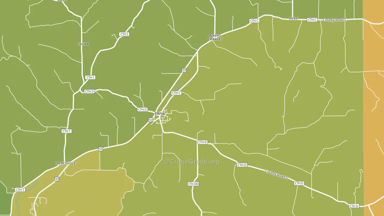54627, WI Map of Theft Rates