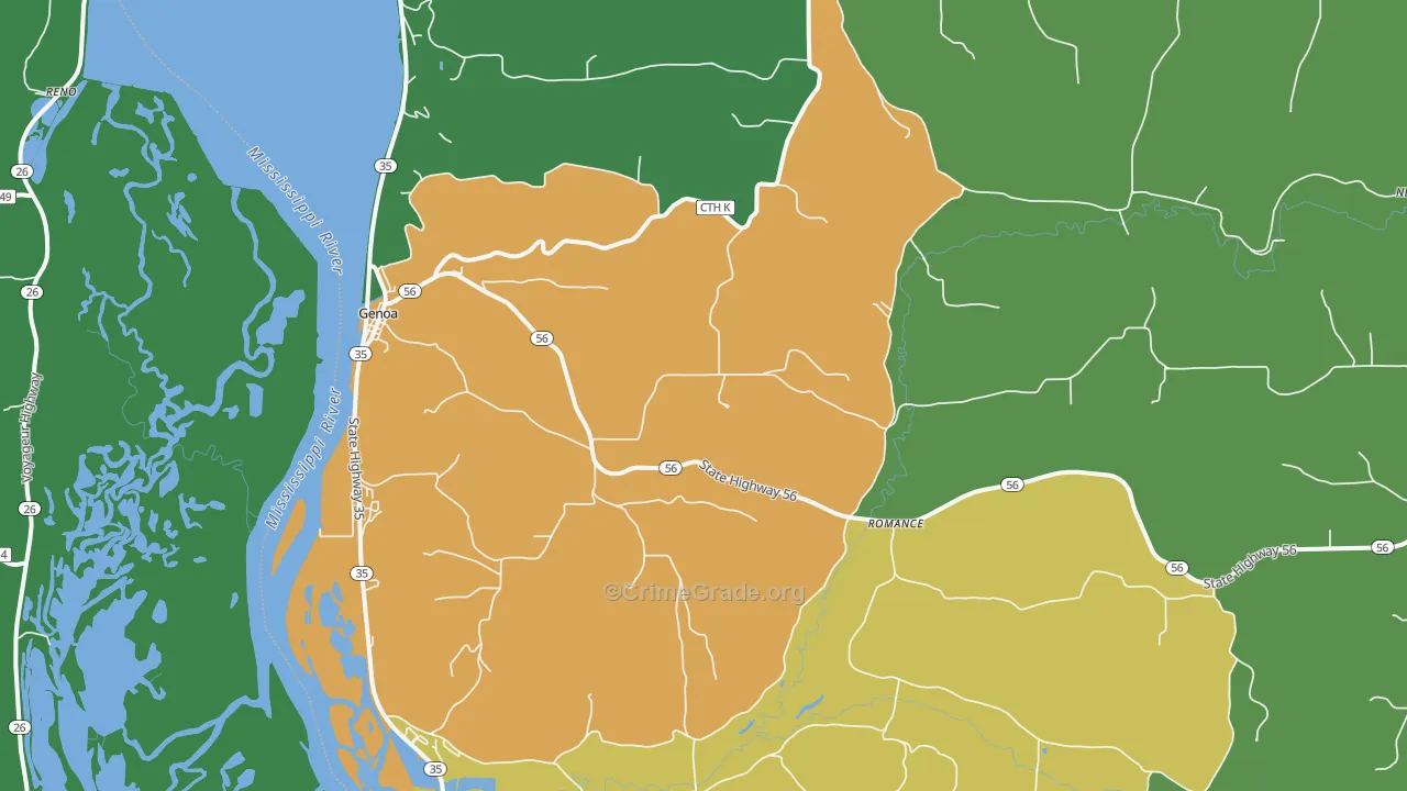 54632, WI Map of Theft Rates