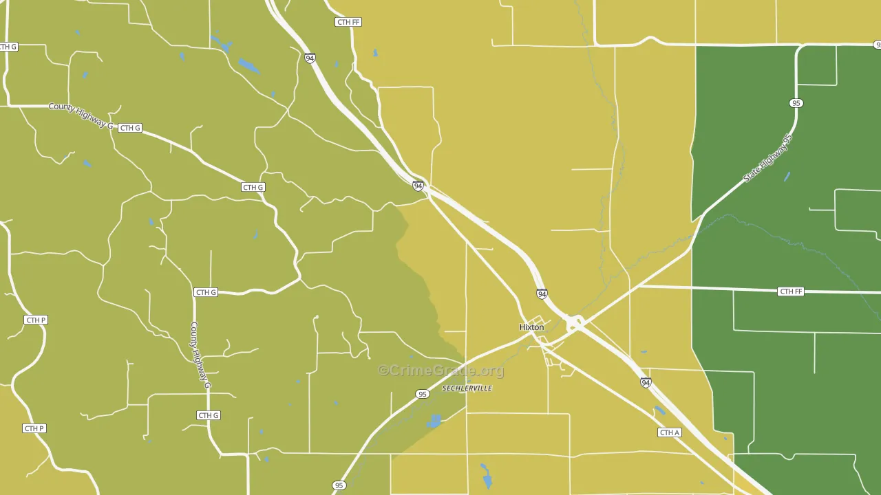 54635, WI Map of Theft Rates