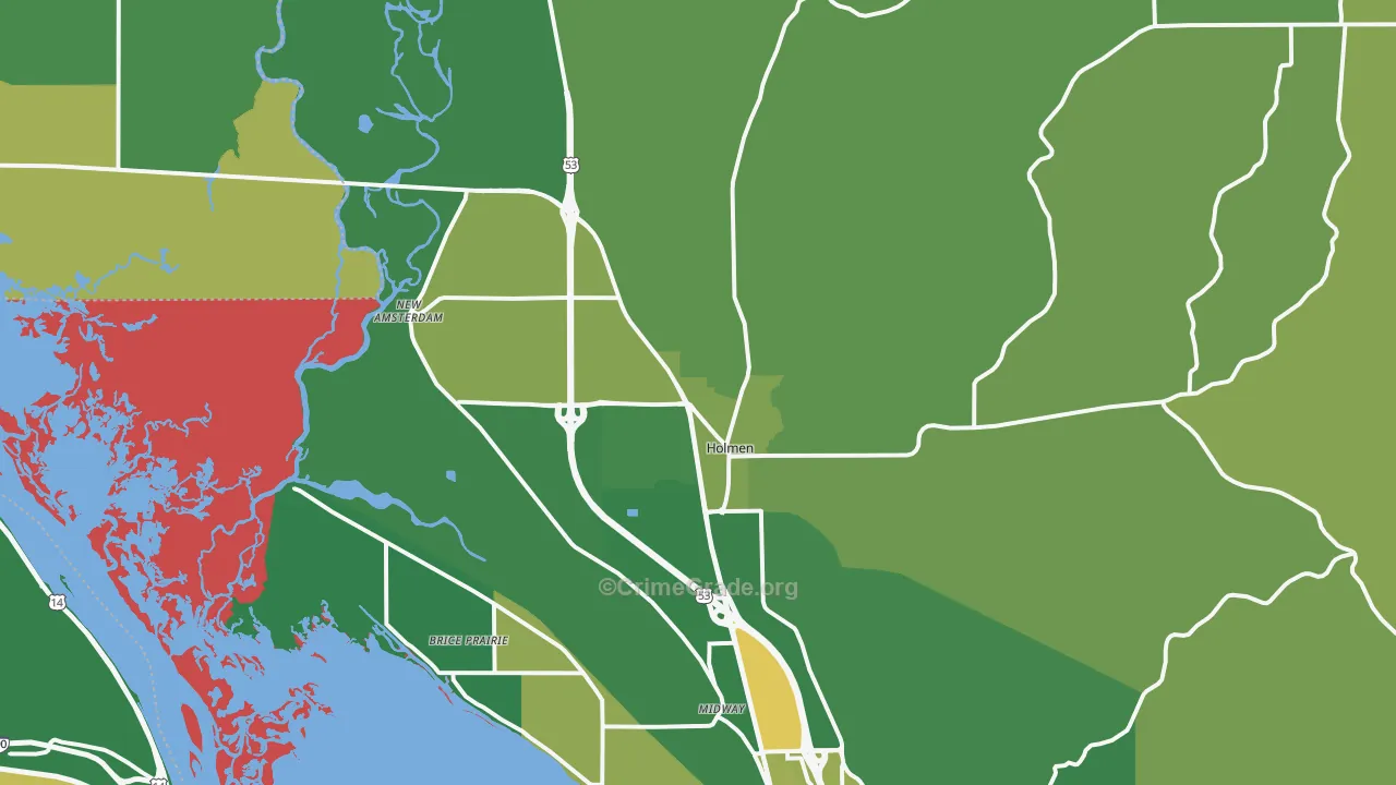 54636, WI Map of Theft Rates