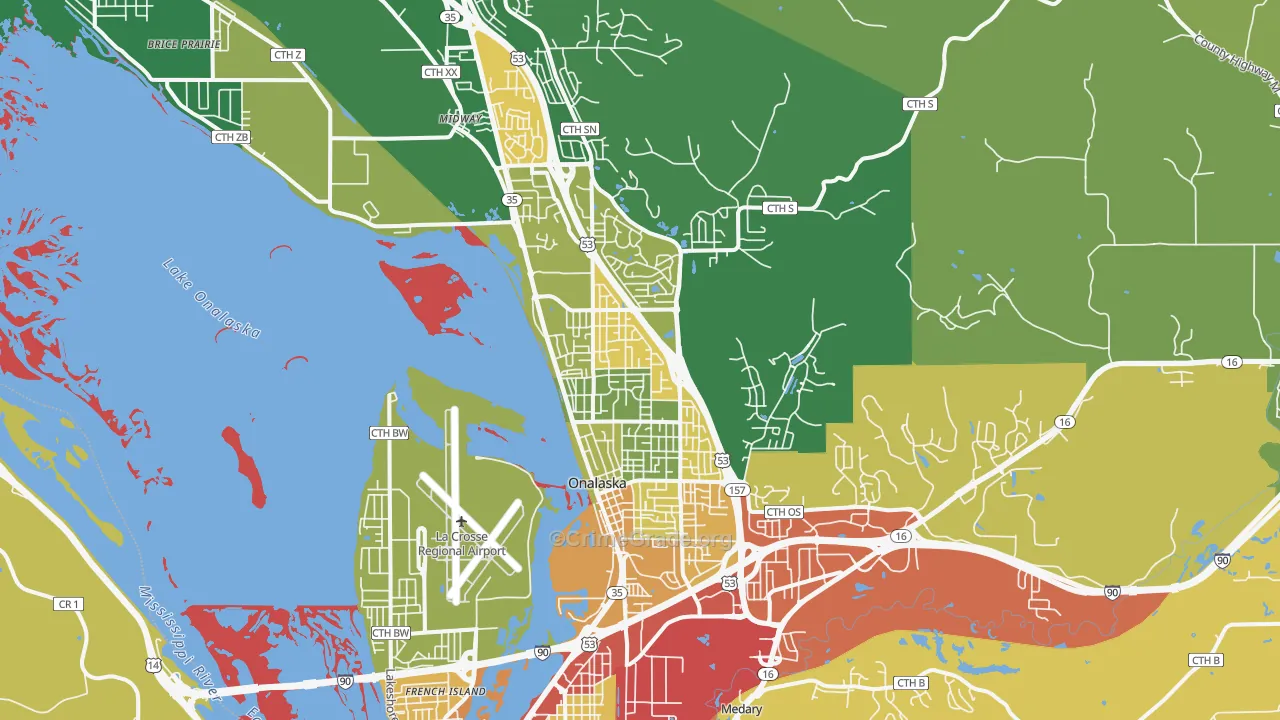 54650, WI Map of Theft Rates