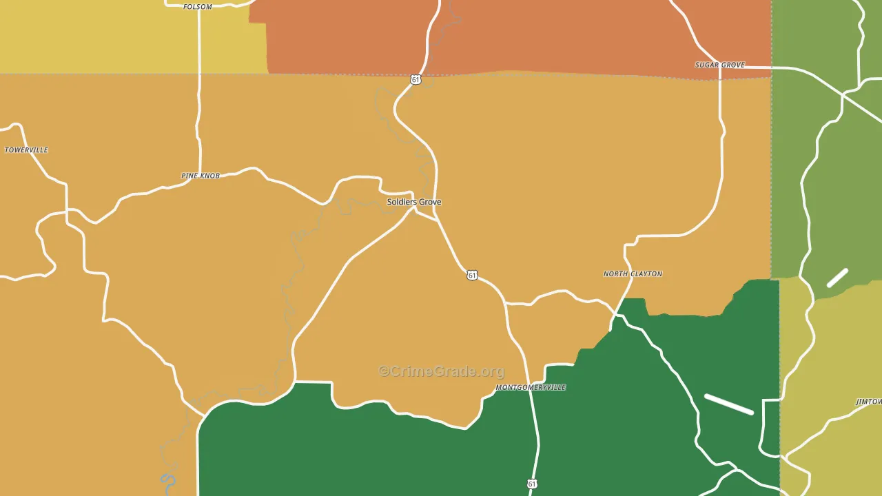 54655, WI Map of Theft Rates