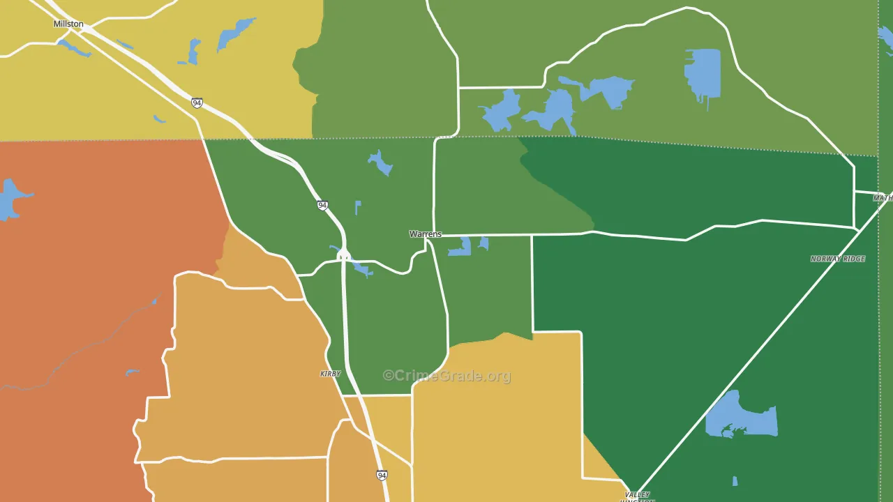 54666, WI Map of Theft Rates