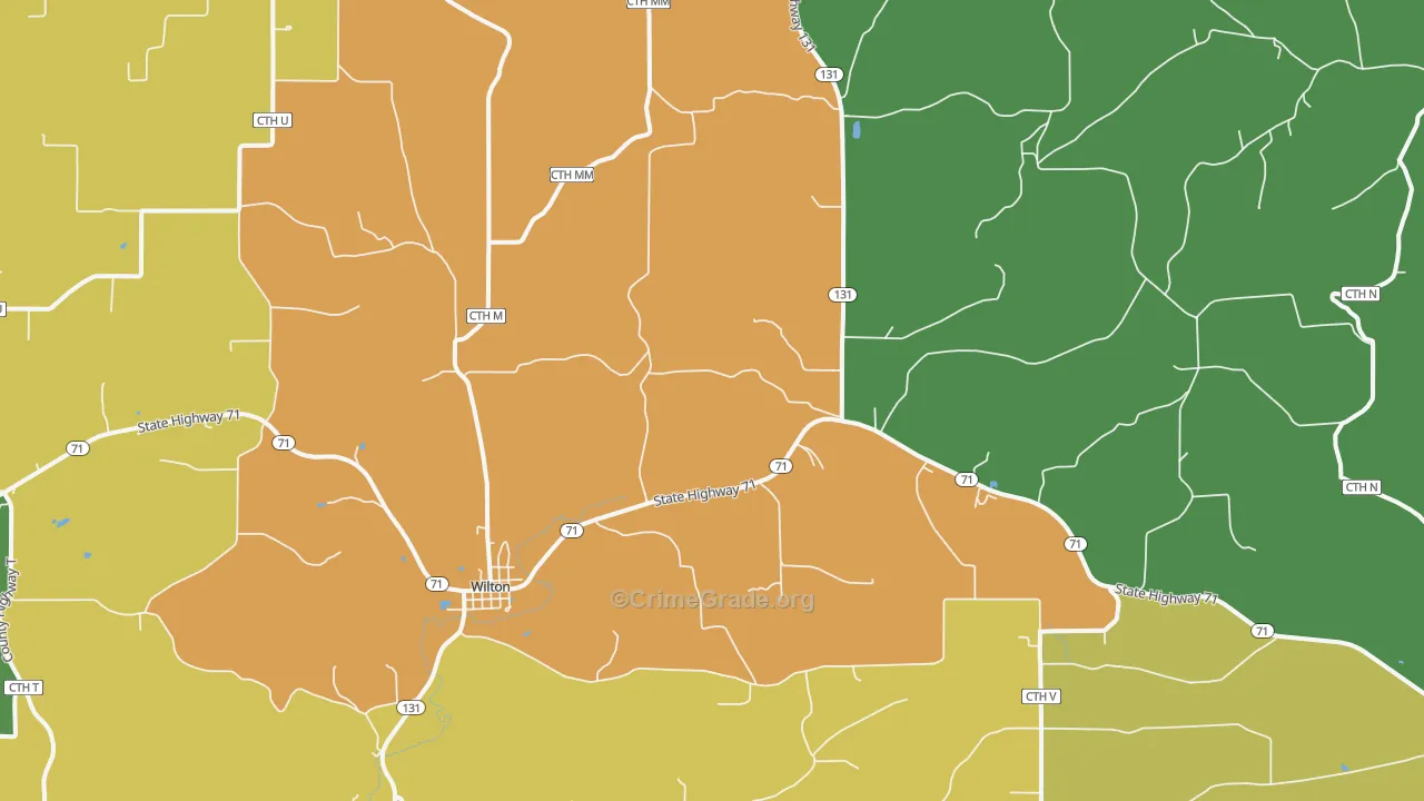 54670, WI Map of Theft Rates