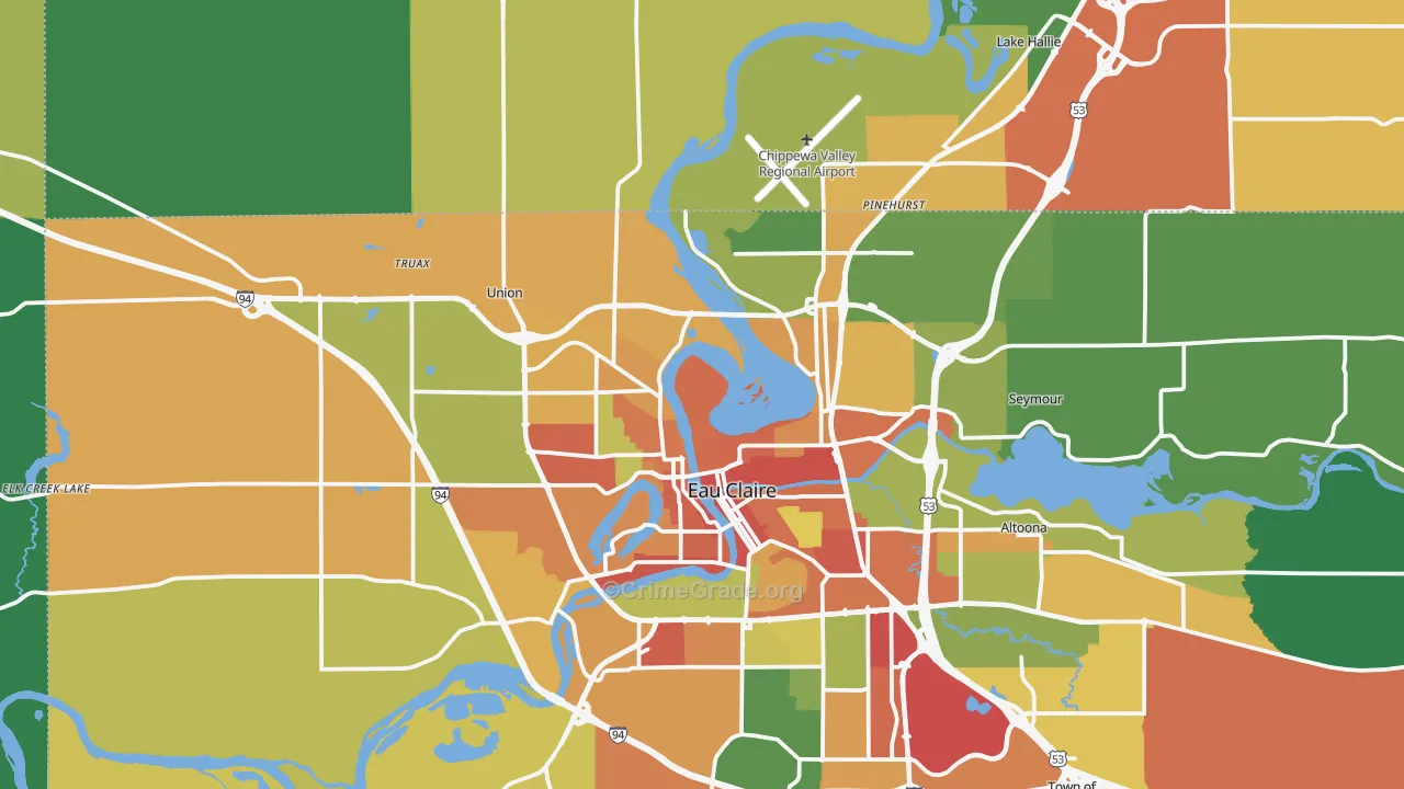 54703, WI Map of Theft Rates