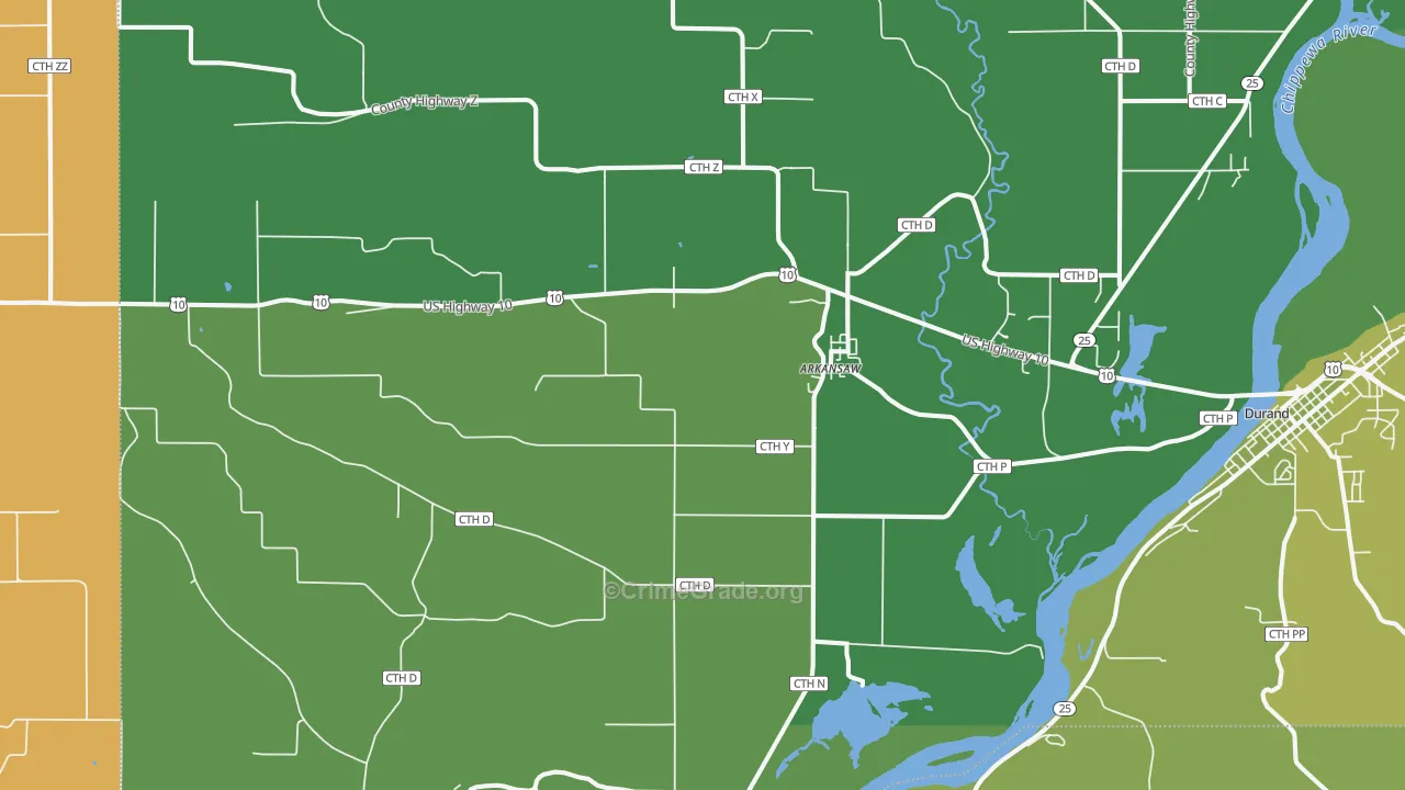 54721, WI Map of Theft Rates