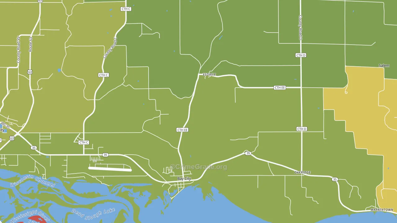 54723, WI Map of Theft Rates