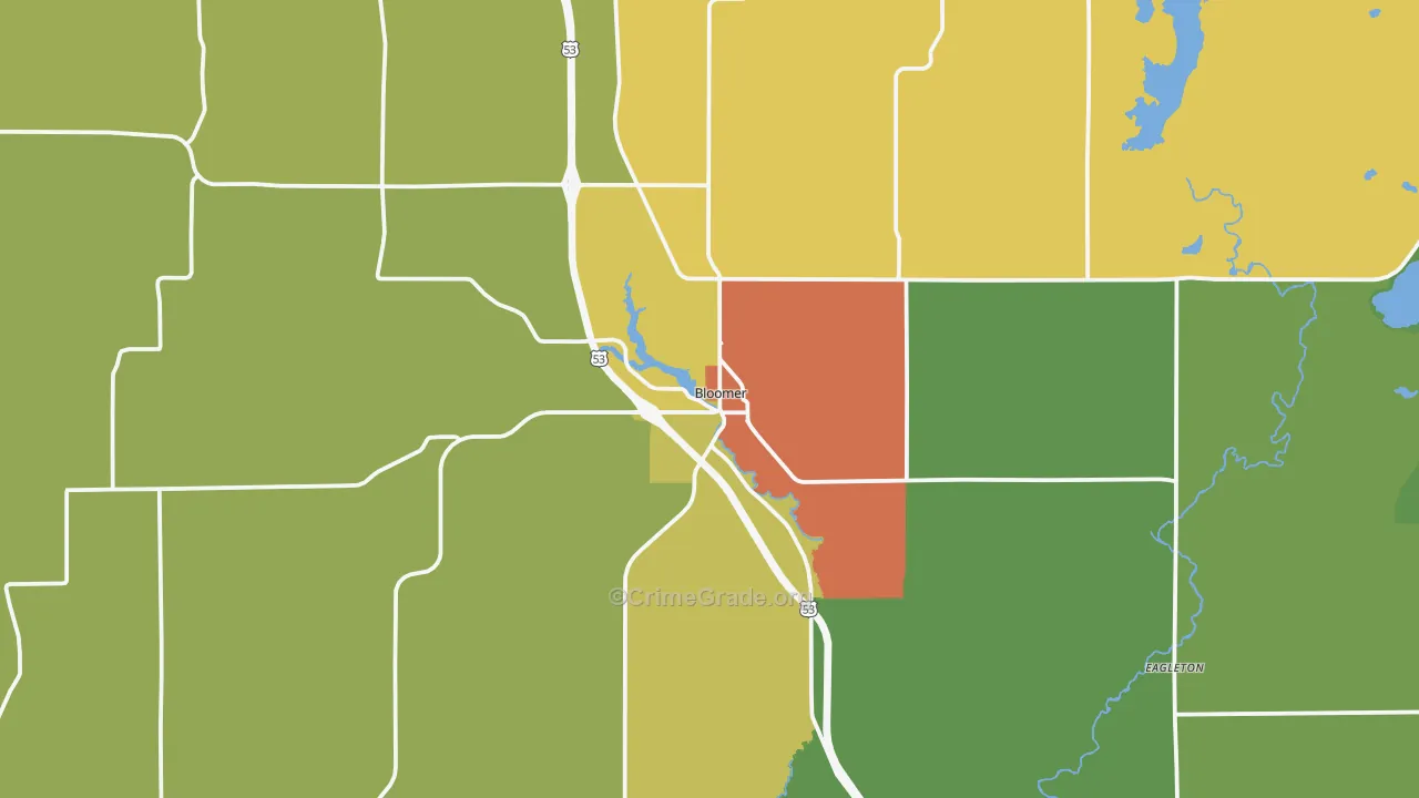 54724, WI Map of Theft Rates