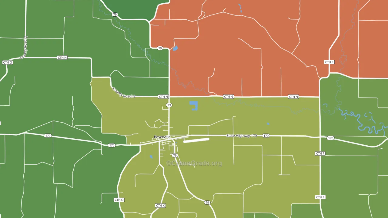 54725, WI Map of Theft Rates