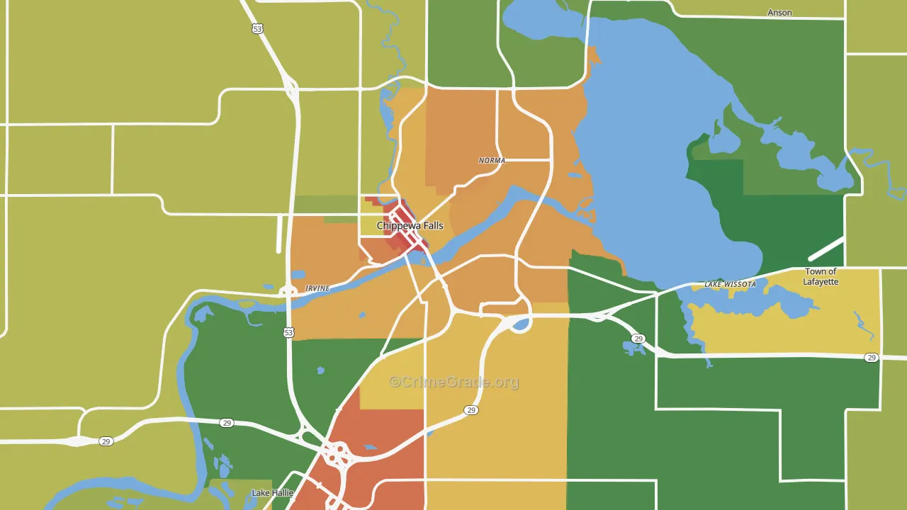54729, WI Map of Theft Rates