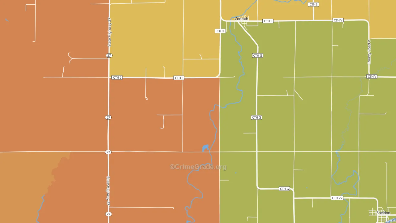 54731, WI Map of Theft Rates
