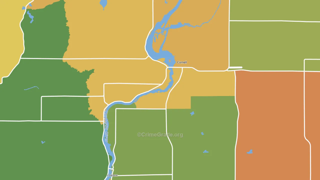 54732, WI Map of Theft Rates