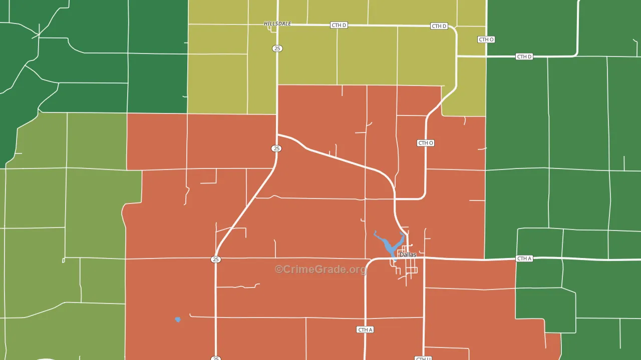 54733, WI Map of Theft Rates