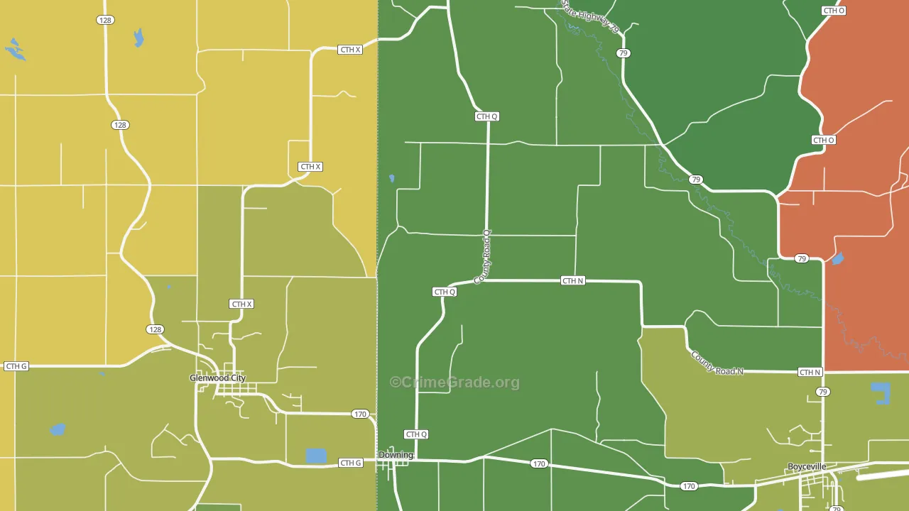 54734, WI Map of Theft Rates