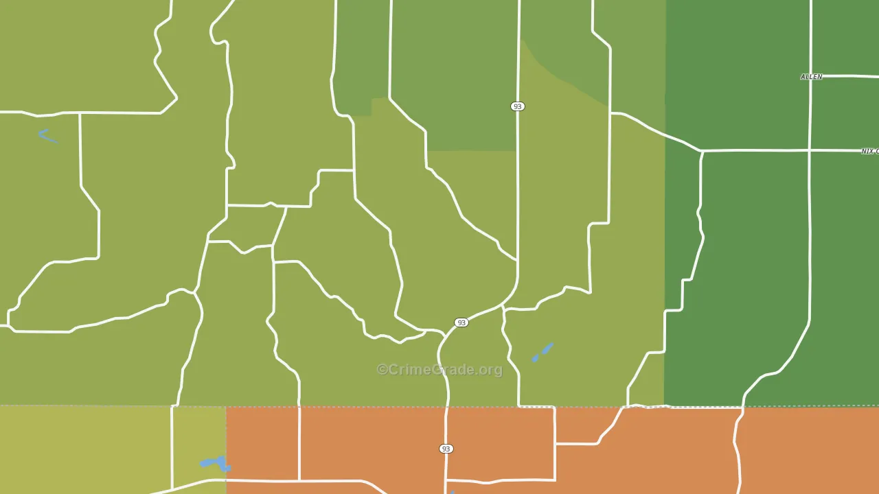 54738, WI Map of Theft Rates