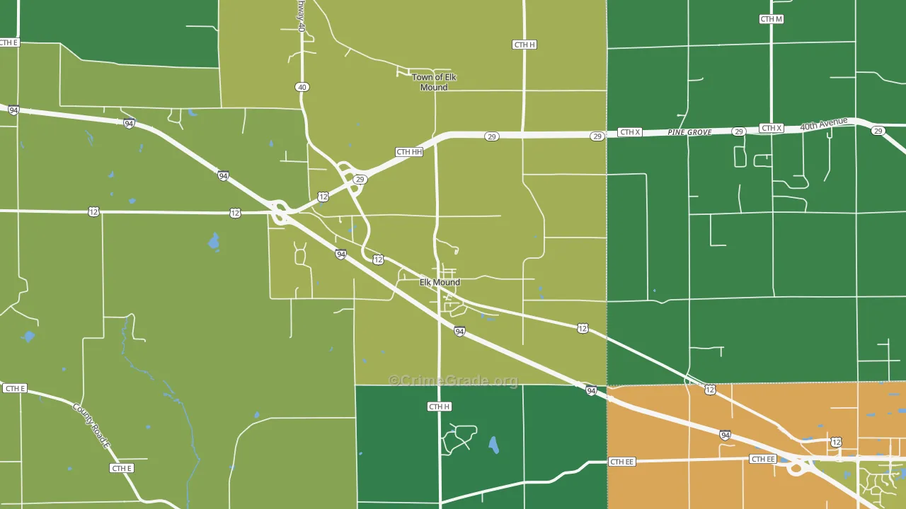 54739, WI Map of Theft Rates