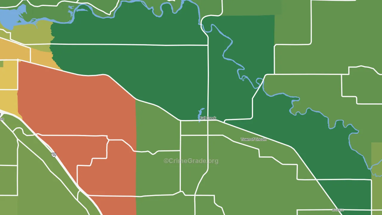54742, WI Map of Theft Rates