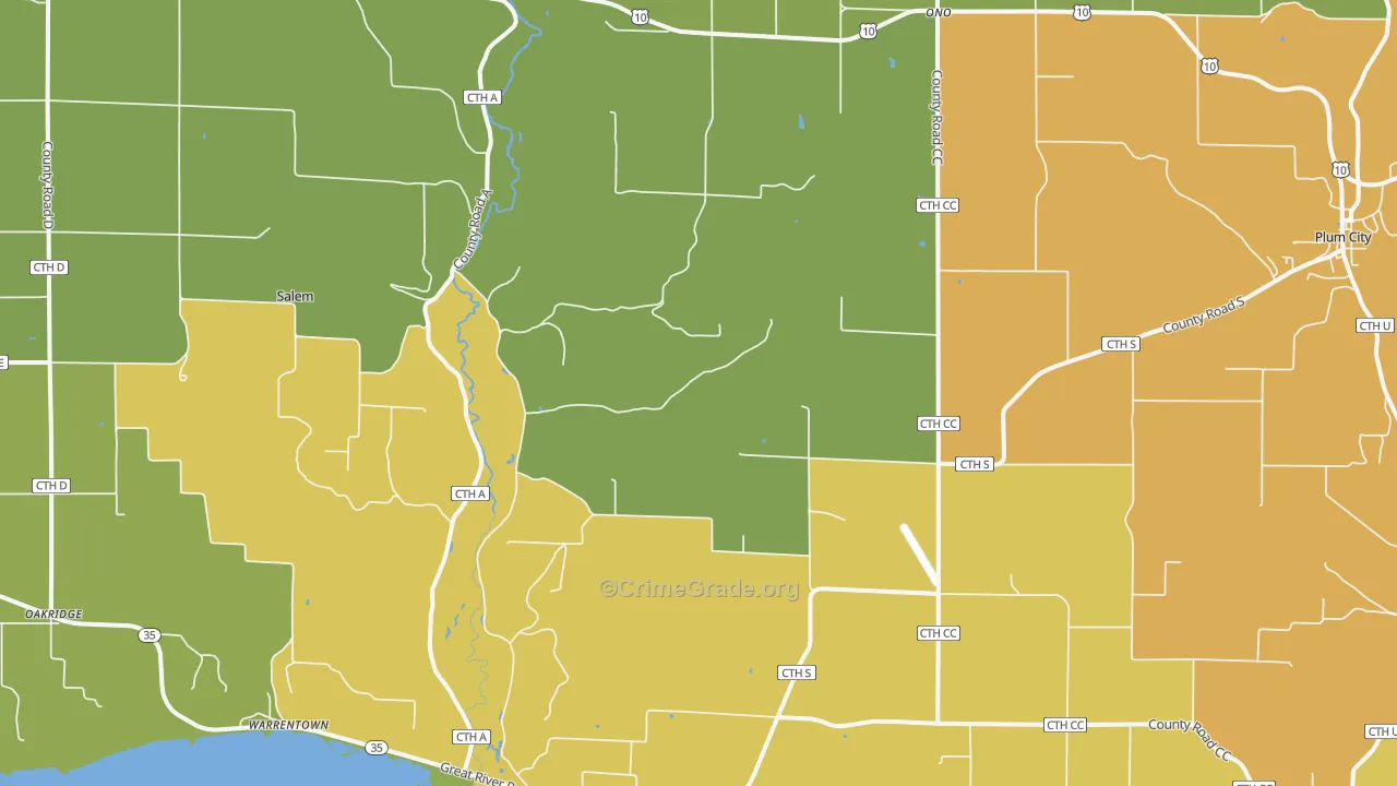 54750, WI Map of Theft Rates