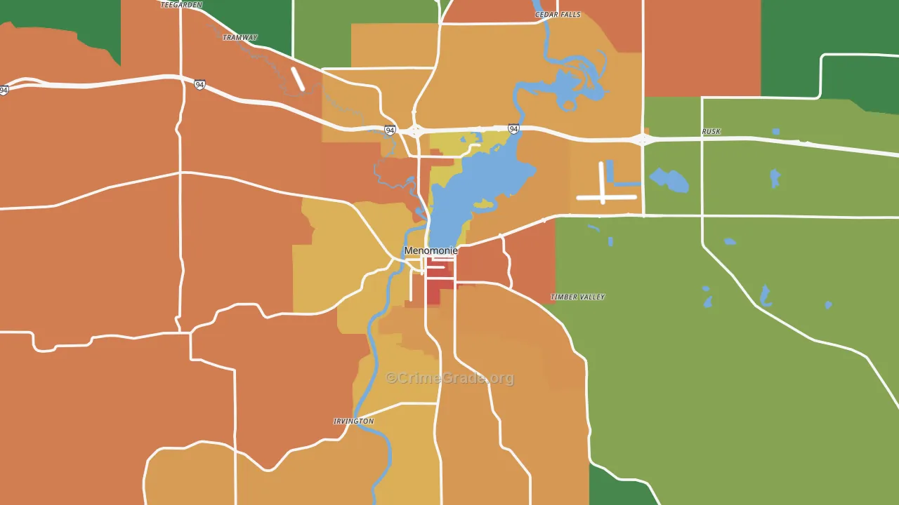 54751, WI Map of Theft Rates