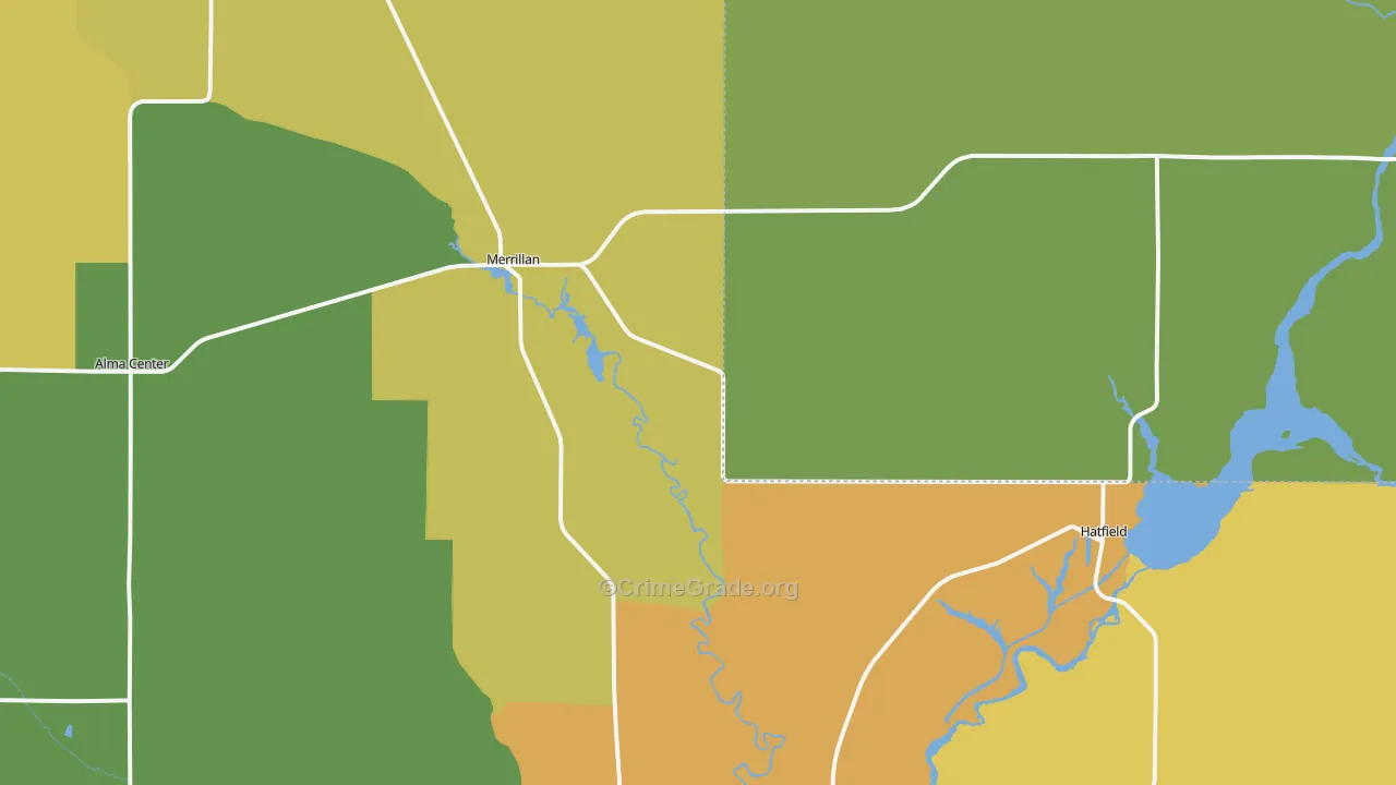 54754, WI Map of Theft Rates