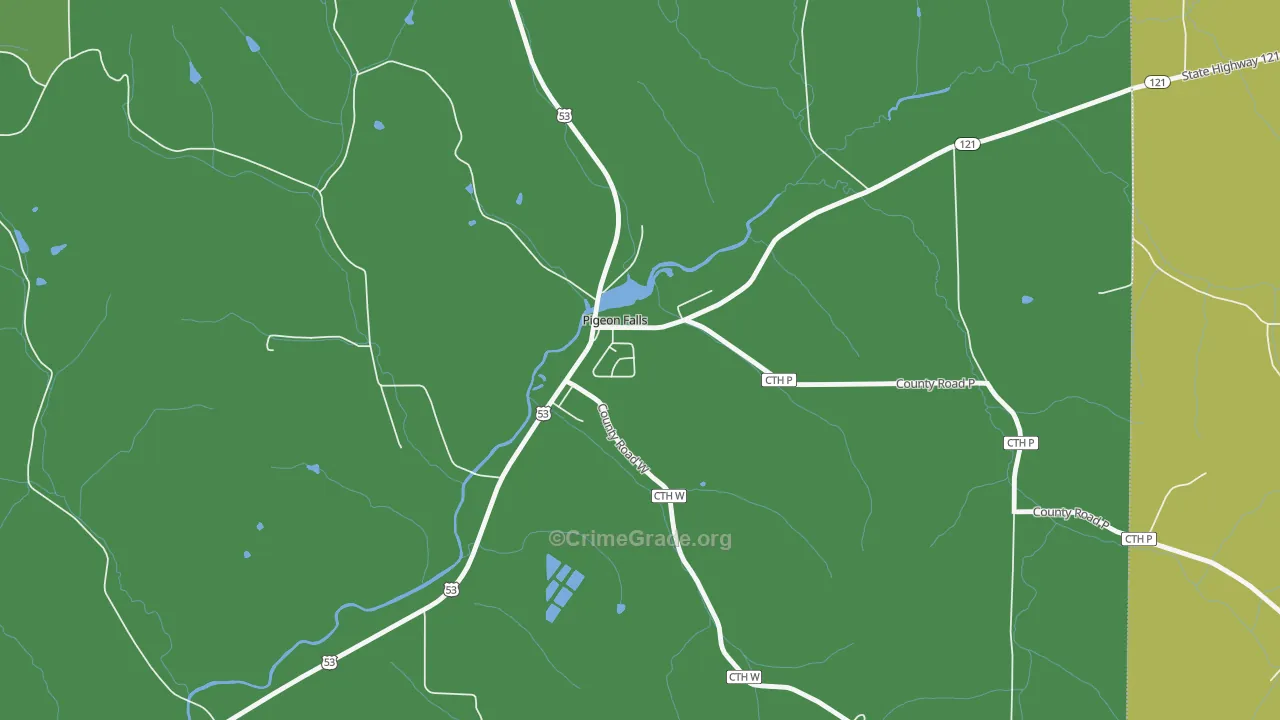 54760, WI Map of Theft Rates