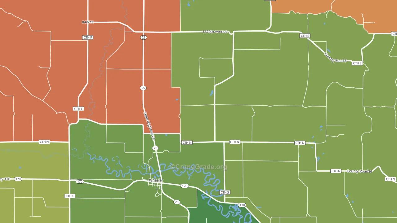 54772, WI Map of Theft Rates