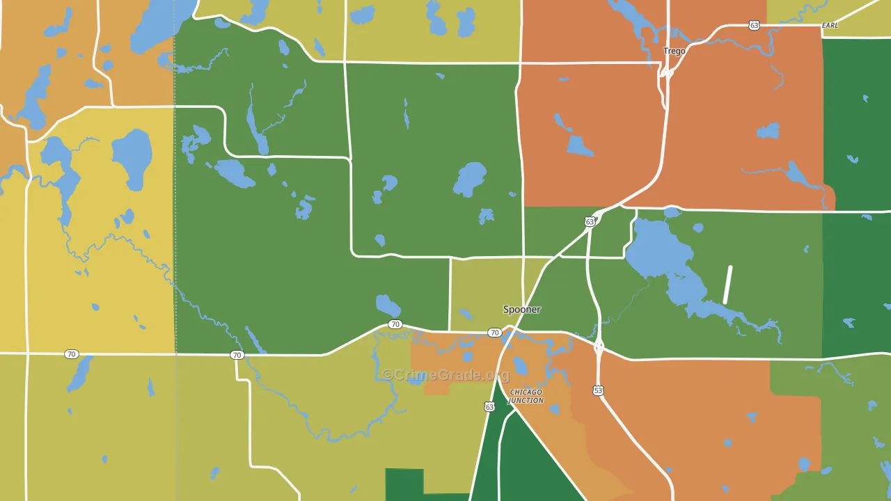 54801, WI Map of Theft Rates