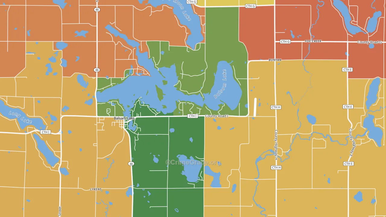 54810, WI Map of Theft Rates