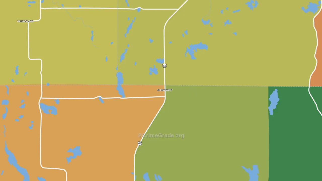 54813, WI Map of Theft Rates