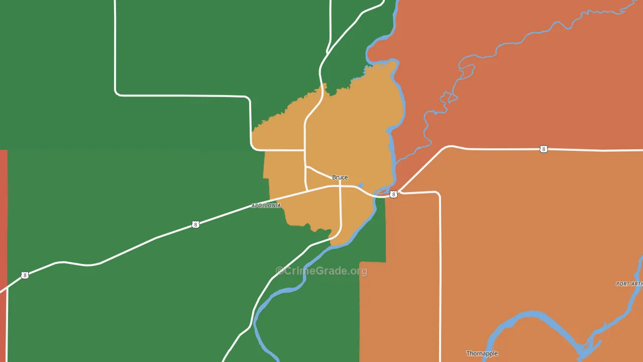 54819, WI Map of Theft Rates