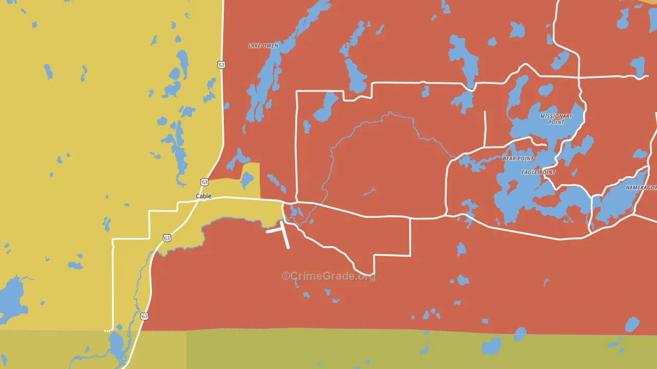 54821, WI Map of Theft Rates