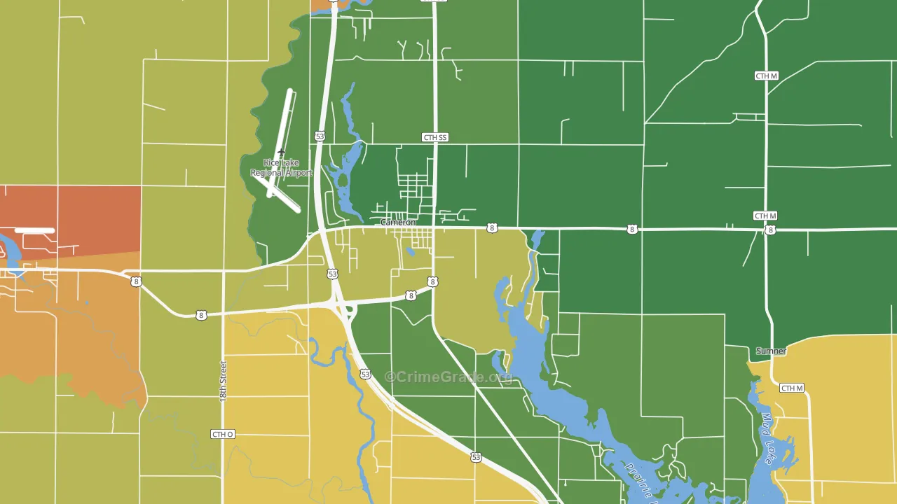 54822, WI Map of Theft Rates