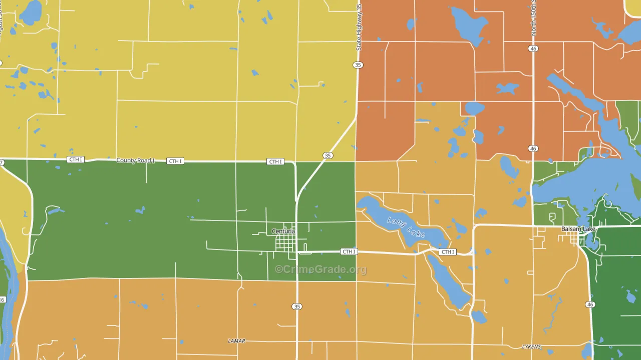 54824, WI Map of Theft Rates