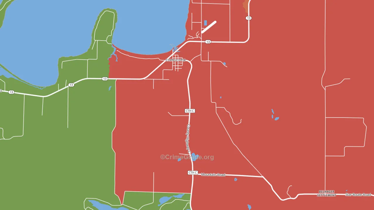 54827, WI Map of Theft Rates