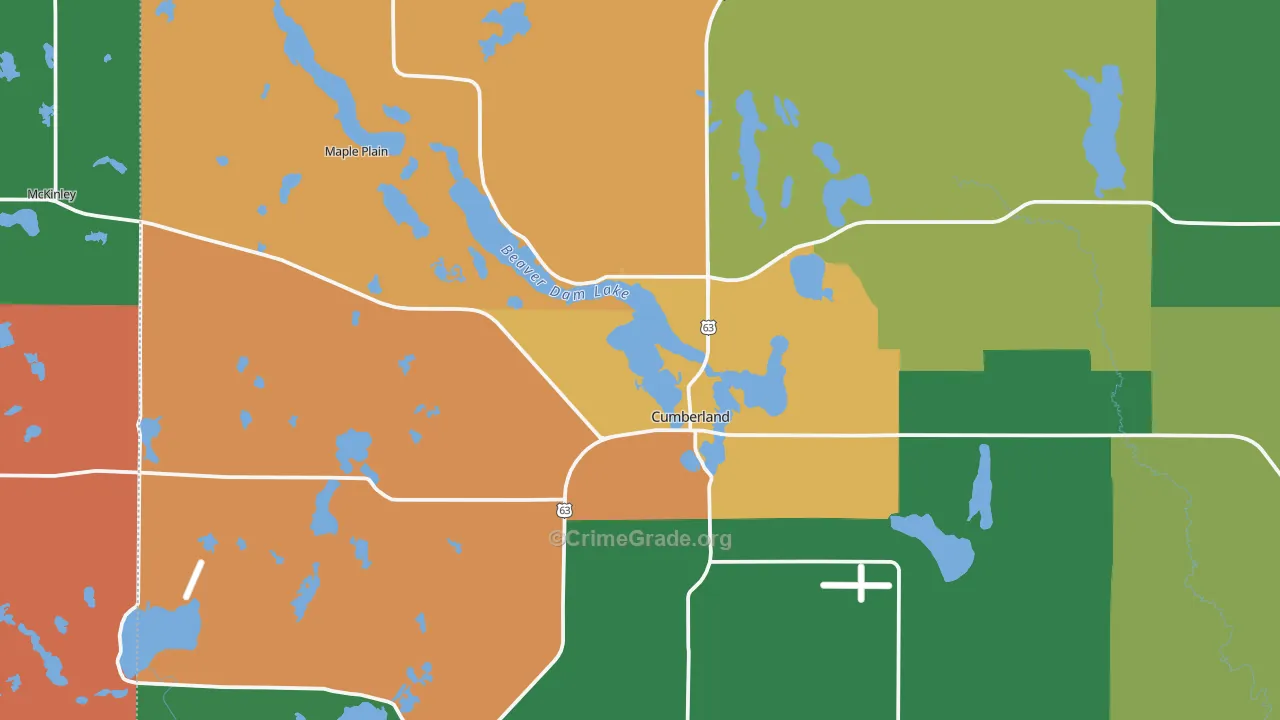 54829, WI Map of Theft Rates