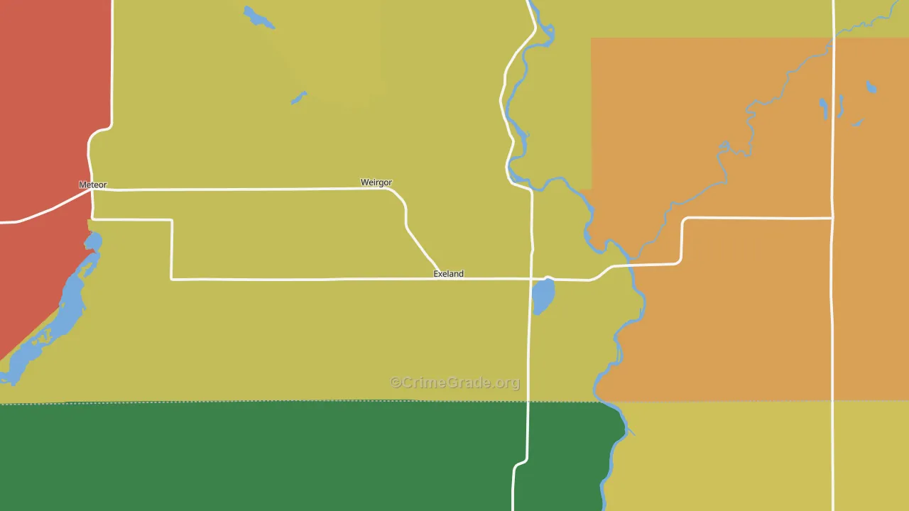 54835, WI Map of Theft Rates