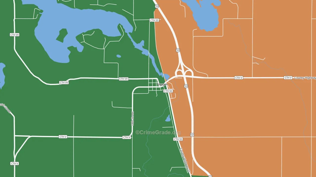 54841, WI Map of Theft Rates