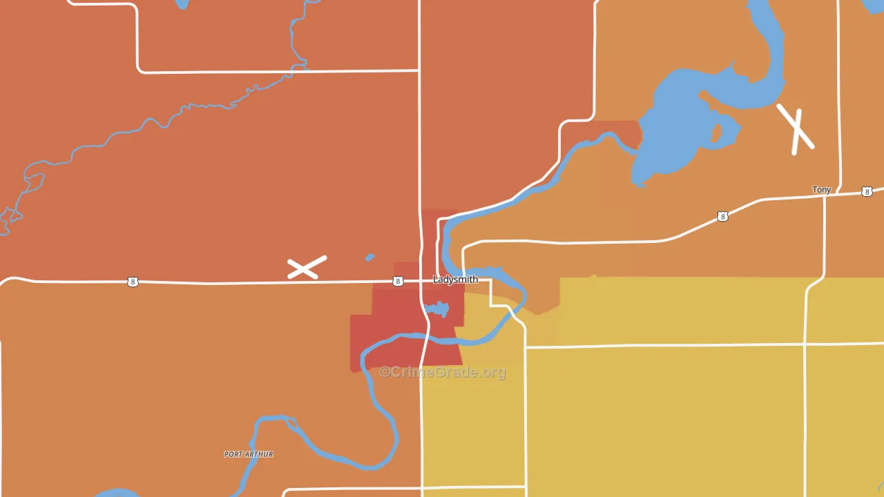 54848, WI Map of Theft Rates