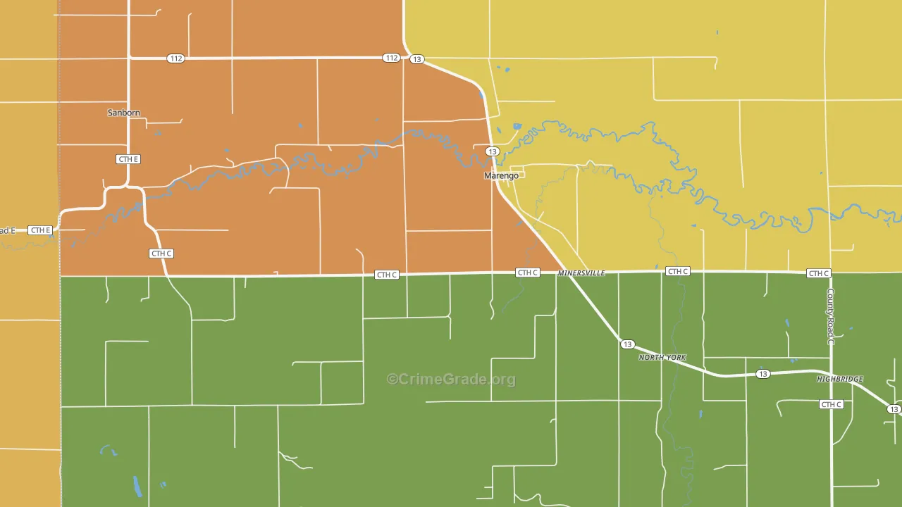 54855, WI Map of Theft Rates