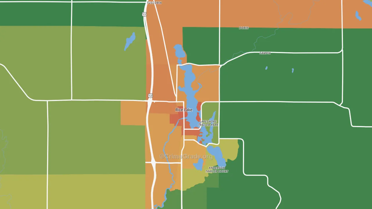54868, WI Map of Theft Rates