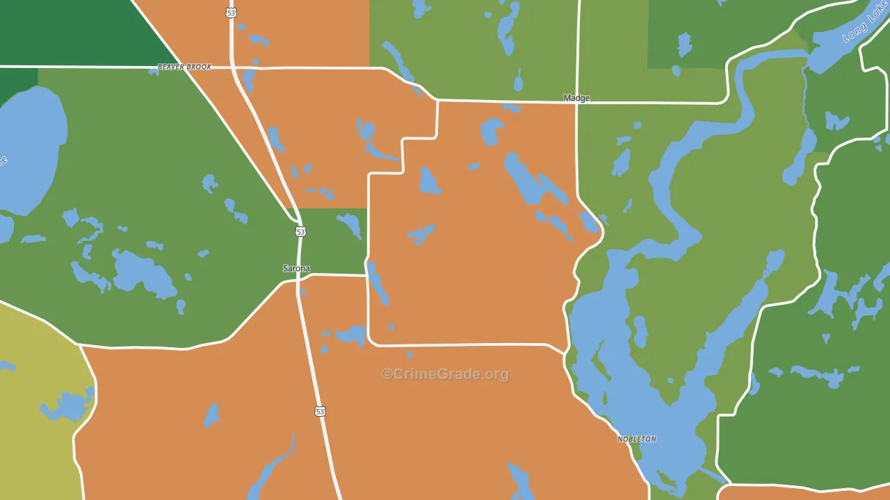 54870, WI Map of Theft Rates