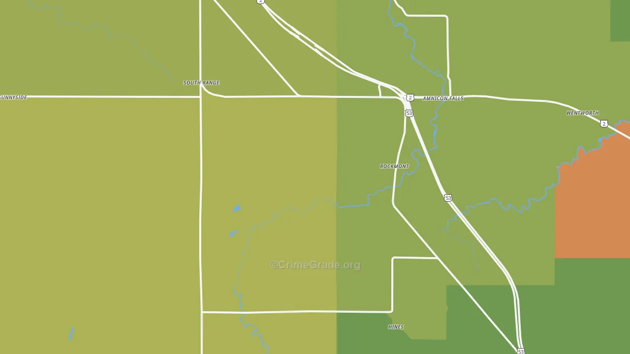 54874, WI Map of Theft Rates