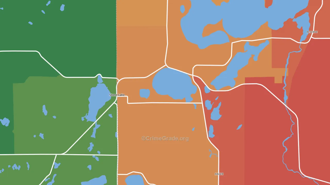 54876, WI Map of Theft Rates