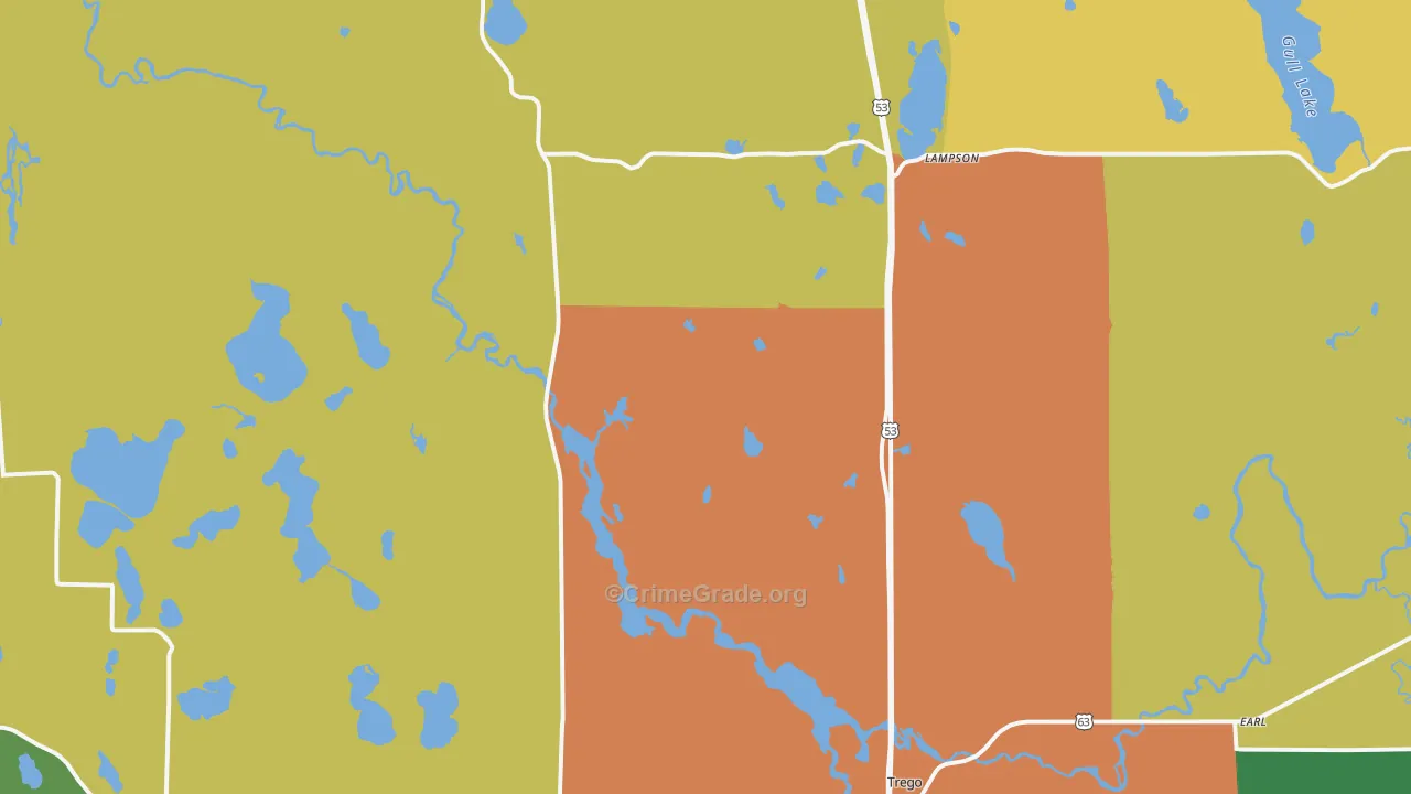 54888, WI Map of Theft Rates