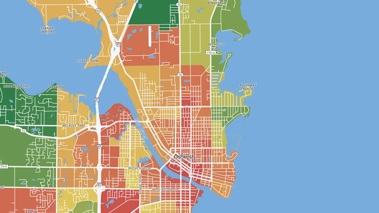 54901, WI Map of Theft Rates