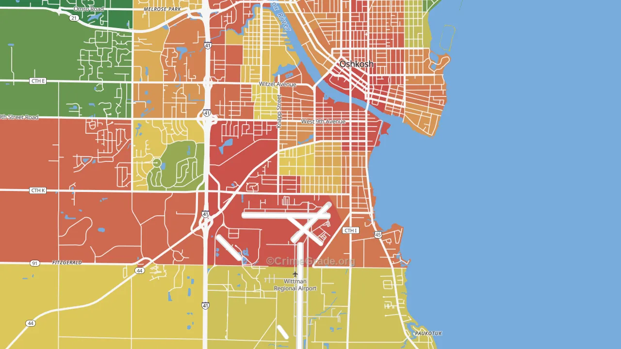 54902, WI Map of Theft Rates