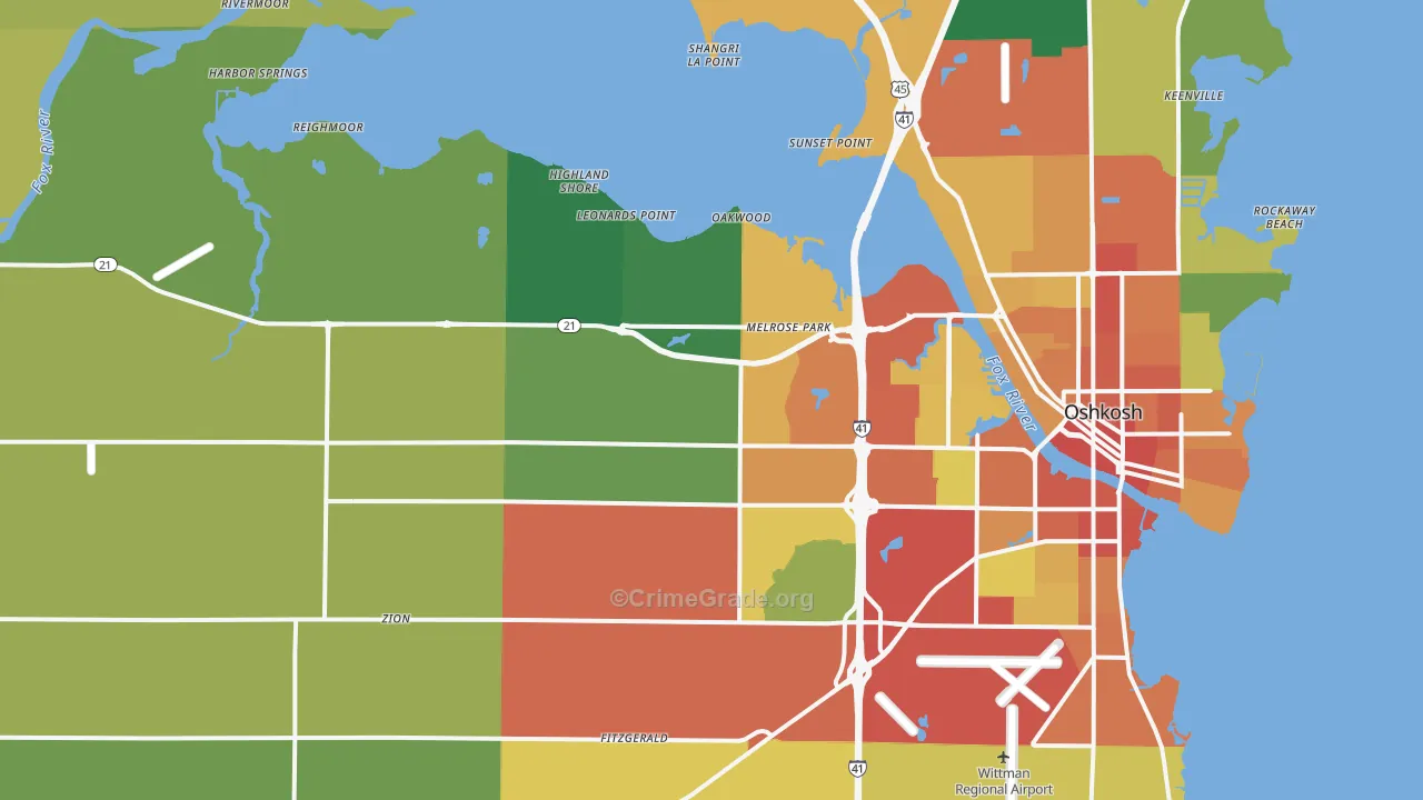 54904, WI Map of Theft Rates